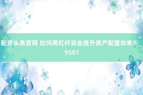 配资头条官网 如何用杠杆资金提升资产配置效率？_9501