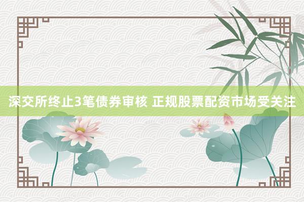 深交所终止3笔债券审核 正规股票配资市场受关注