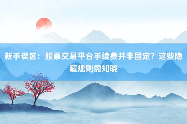 新手误区：股票交易平台手续费并非固定？这些隐藏规则需知晓