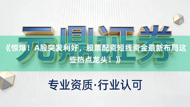 《惊爆！A股突发利好，股票配资短线资金最新布局这些热点龙头！》