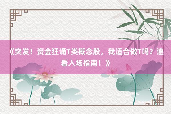 《突发！资金狂涌T类概念股，我适合做T吗？速看入场指南！》