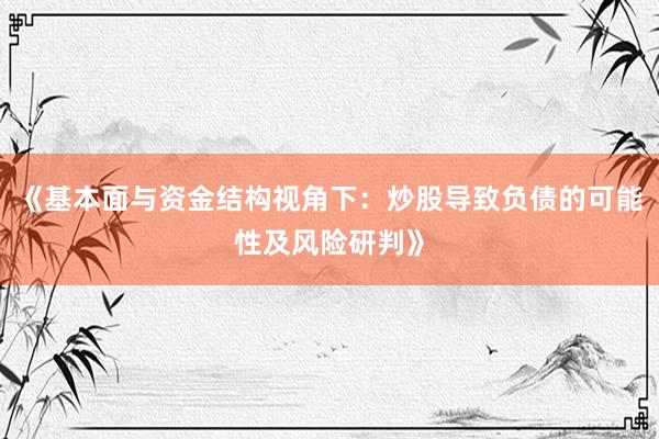《基本面与资金结构视角下：炒股导致负债的可能性及风险研判》