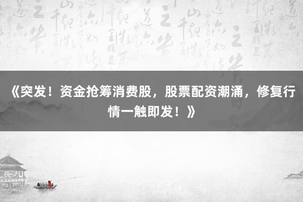 《突发！资金抢筹消费股，股票配资潮涌，修复行情一触即发！》