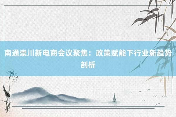 南通崇川新电商会议聚焦：政策赋能下行业新趋势剖析